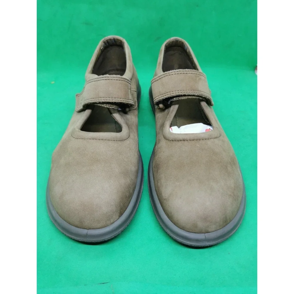 Ecco Soft Women Shoes Mary Jane Suede Brown Hook & Loop Size 40 US 9